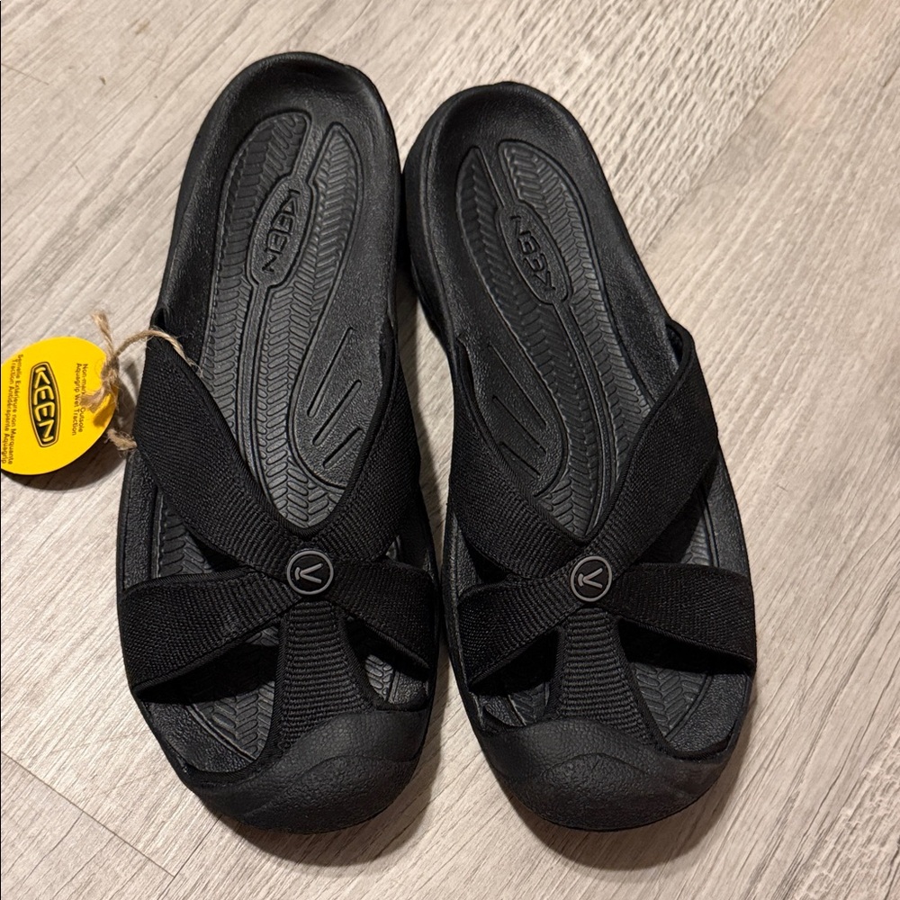 Keen Women's Black Cross-Strap Slide Sandals
